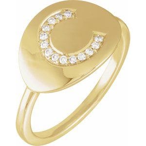 14K YELLOW .08 CTW NATURAL DIAMOND INITIAL C RING