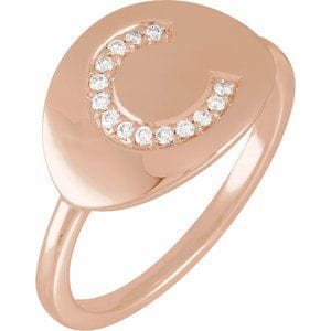 14K ROSE .08 CTW NATURAL DIAMOND INITIAL C RING