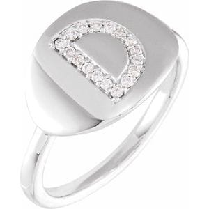 14K WHITE 1/10 CTW NATURAL DIAMOND INITIAL D RING