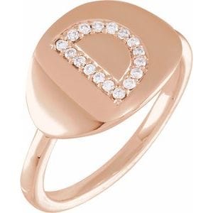 14K ROSE 1/10 CTW NATURAL DIAMOND INITIAL D RING