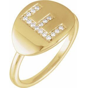 14K YELLOW 1/10 CTW NATURAL DIAMOND INITIAL E RING