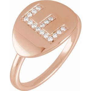 14K ROSE 1/10 CTW NATURAL DIAMOND INITIAL E RING