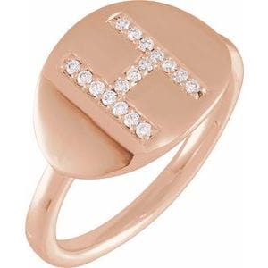 14K ROSE 1/10 CTW NATURAL DIAMOND INITIAL H RING