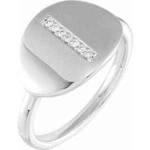 14K WHITE .04 CTW NATURAL DIAMOND INITIAL I RING