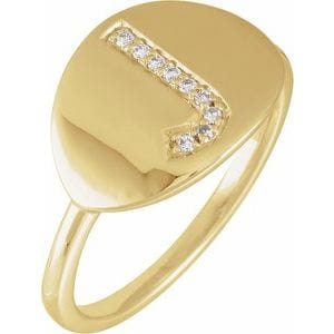14K YELLOW .05 CTW NATURAL DIAMOND INITIAL J RING