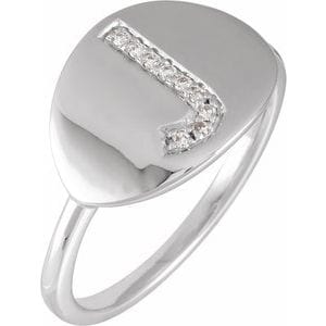14K WHITE .05 CTW NATURAL DIAMOND INITIAL J RING