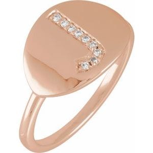 14K ROSE .05 CTW NATURAL DIAMOND INITIAL J RING