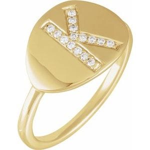 14K YELLOW 1/10 CTW NATURAL DIAMOND INITIAL K RING