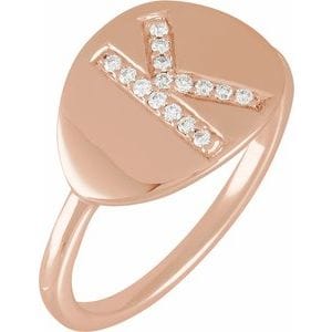 14K ROSE 1/10 CTW NATURAL DIAMOND INITIAL K RING