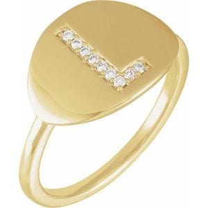 14K YELLOW .05 CTW NATURAL DIAMOND INITIAL L RING