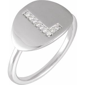 14K WHITE .05 CTW NATURAL DIAMOND INITIAL L RING