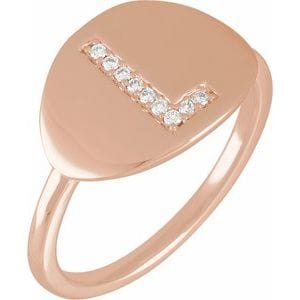 14K ROSE .05 CTW NATURAL DIAMOND INITIAL L RING