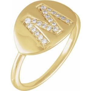 14K YELLOW 1/8 CTW NATURAL DIAMOND INITIAL M RING