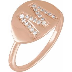 14K ROSE 1/8 CTW NATURAL DIAMOND INITIAL M RING