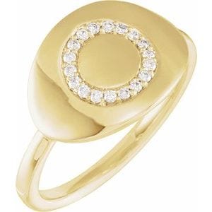 14K YELLOW 1/10 CTW NATURAL DIAMOND INITIAL O RING