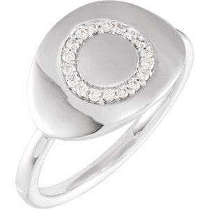 14K WHITE 1/10 CTW NATURAL DIAMOND INITIAL O RING