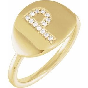 14K YELLOW .08 CTW NATURAL DIAMOND INITIAL P RING