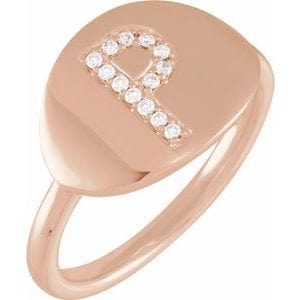 14K ROSE .08 CTW NATURAL DIAMOND INITIAL P RING