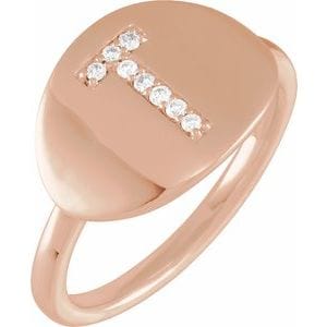 14K ROSE .06 CTW NATURAL DIAMOND INITIAL T RING