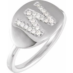 14K WHITE 1/6 CTW NATURAL DIAMOND INITIAL W RING