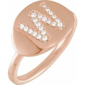 14K ROSE 1/6 CTW NATURAL DIAMOND INITIAL W RING