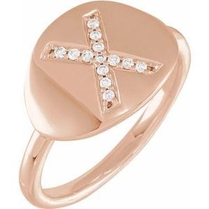 14K ROSE .08 CTW NATURAL DIAMOND INITIAL X RING