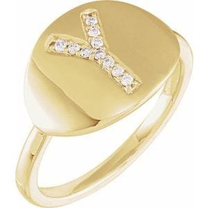 14K YELLOW .06 CTW NATURAL DIAMOND INITIAL Y RING