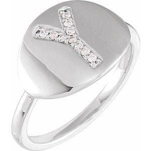 14K WHITE .06 CTW NATURAL DIAMOND INITIAL Y RING