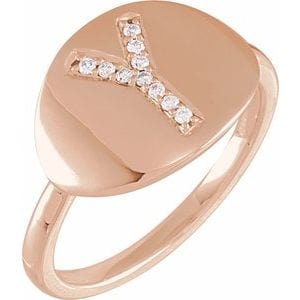 14K ROSE .06 CTW NATURAL DIAMOND INITIAL Y RING