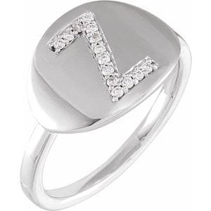 14K WHITE 1/10 CTW NATURAL DIAMOND INITIAL Z RING