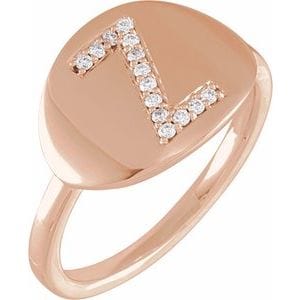 14K ROSE 1/10 CTW NATURAL DIAMOND INITIAL Z RING