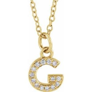 14K YELLOW .05 CTW NATURAL DIAMOND PETITE INITIAL G 16-18" NECKLACE