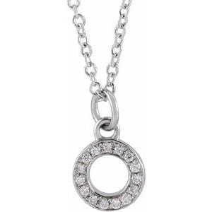 14K WHITE .05 CTW NATURAL DIAMOND PETITE INITIAL O 16-18" NECKLACE