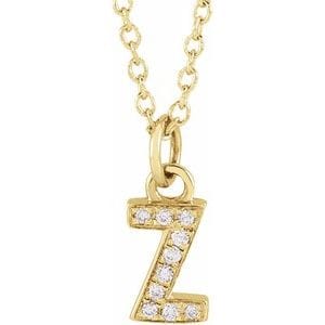 14K YELLOW .03 CTW NATURAL DIAMOND PETITE INITIAL Z 16-18" NECKLACE