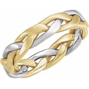 Rings 14K Yellow/White 4.5 mm Hand-Woven Band Size 4.5