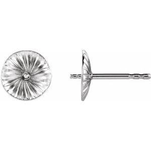 Earrings Sterling Silver 8 mm Fluted Cup Pad Earring Mounting for 10-11 mm Pearl