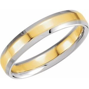 Rings 14K White/Yellow 4 mm Beveled-Edge Comfort-Fit Flat Band Size 10.5
