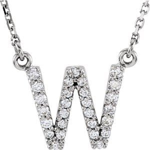 14K WHITE 1/8 CTW NATURAL DIAMOND INITIAL W 16" NECKLACE