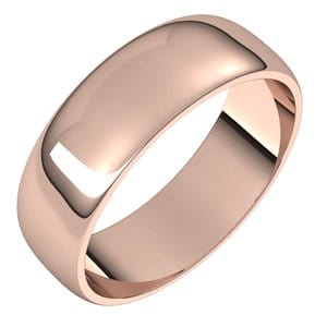 Rings 10K Rose 6 mm Lightweight Half Round Band Size 6.5