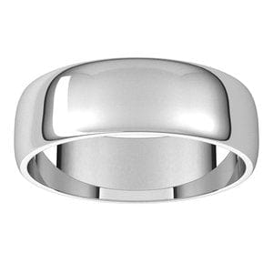 Rings Platinum 6 mm Lightweight Half Round Band Size 14