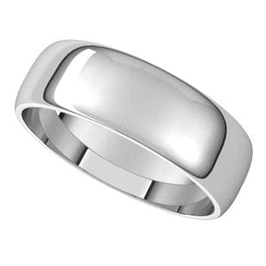 Rings Platinum 6 mm Lightweight Half Round Band Size 14