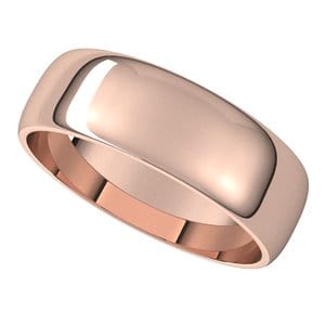 Rings 10K Rose 6 mm Lightweight Half Round Band Size 6.5