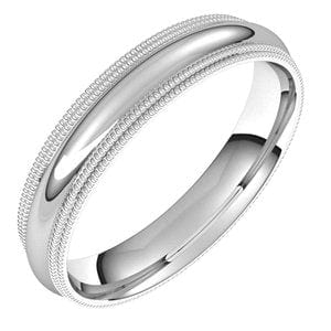 Rings Sterling Silver 4 mm Double Milgrain Comfort-Fit Half Round Band Size 11