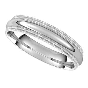 Rings Sterling Silver 4 mm Double Milgrain Comfort-Fit Half Round Band Size 11
