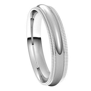 Rings Sterling Silver 4 mm Double Milgrain Comfort-Fit Half Round Band Size 11