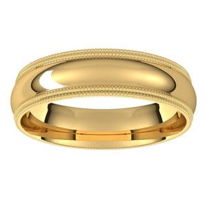 Rings 14K Yellow 5 mm Double Milgrain Comfort-Fit Half Round Band Size 11