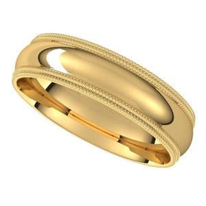 Rings 14K Yellow 5 mm Double Milgrain Comfort-Fit Half Round Band Size 10