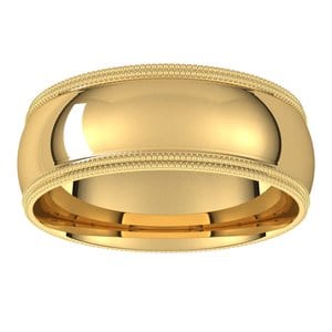 Rings 14K Yellow 7 mm Double Milgrain Comfort-Fit Half Round Band Size 7