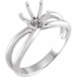 Rings 14K White 6.5 mm Round Engagement Ring Mounting