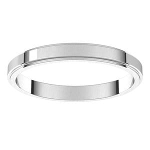 Rings Sterling Silver 2.5 mm Stepped-Edge Flat Band Size 7